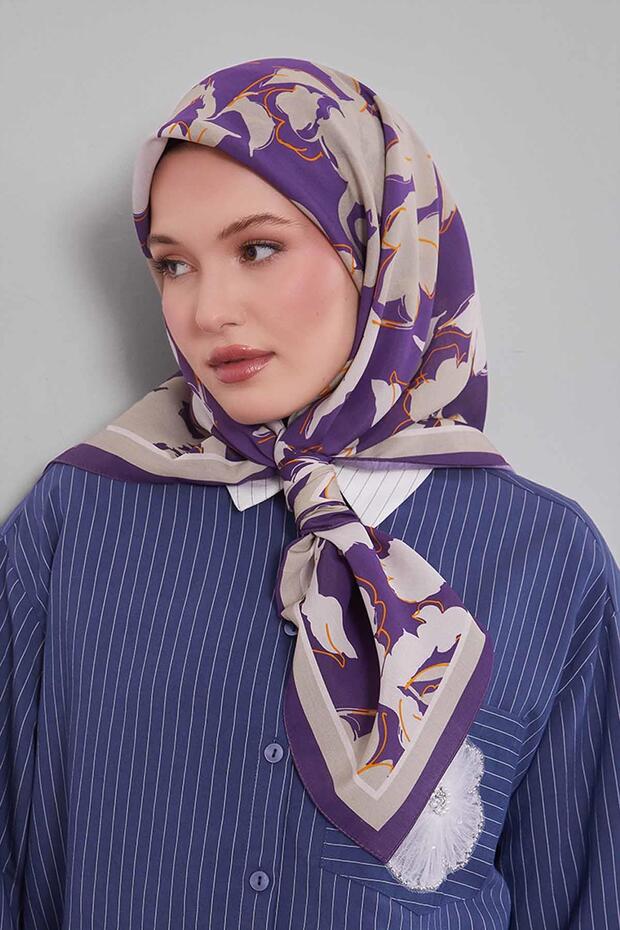 Mor Yonca Desen Aura Eşarp - 3