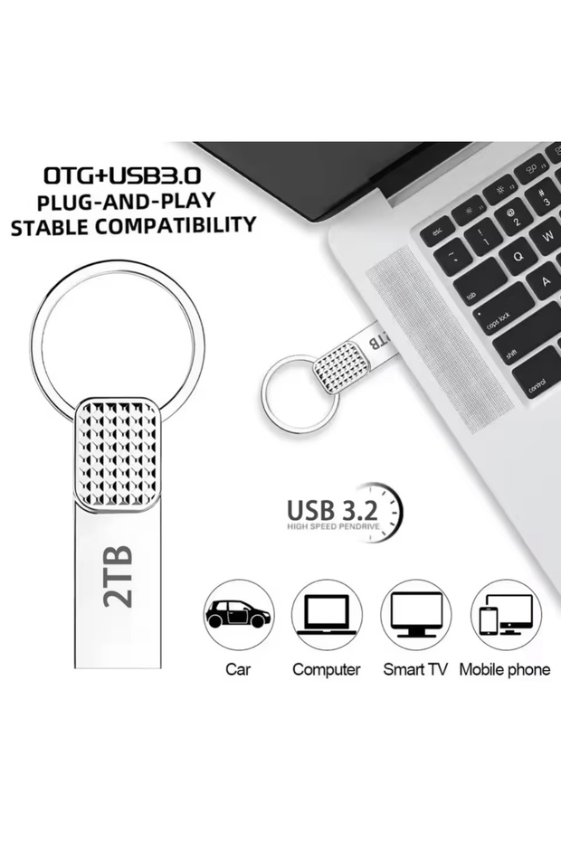 Slim 2TB USB Flash Drive | High-Capacity Portable Storage Memory Stick - 3