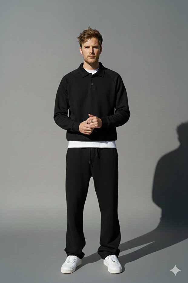 طقم رياضي O قصة فضفاضة مصنوع من القطن بثلاث خيوط - 1