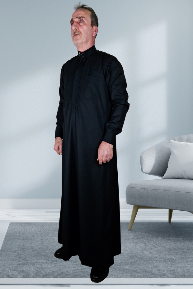 Hajj Umrah Clothes/Front Buttons Hidden and Long Sleeve Buttoned Pocket/Prayer Robe
