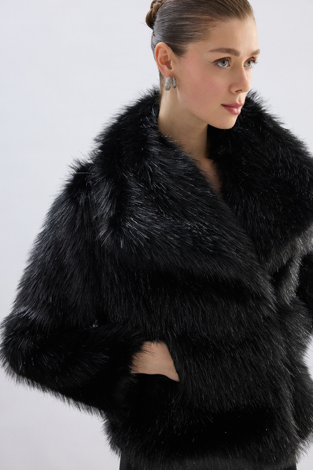 Wide Collar Fur - Black - 5