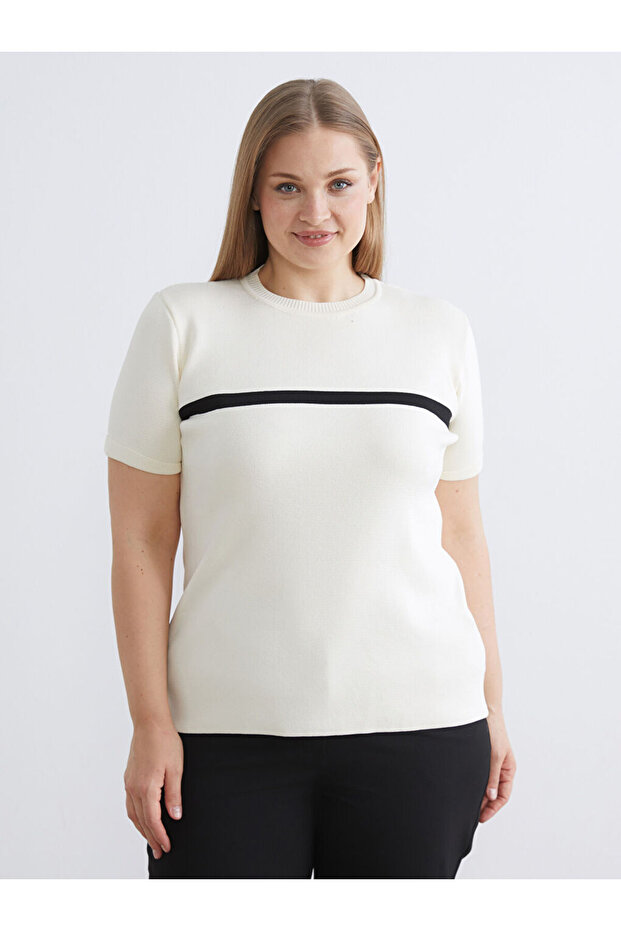 Esvab • Modern & Distinctive Plus Size Zero Roba Collar Women's Knitwear Sweater