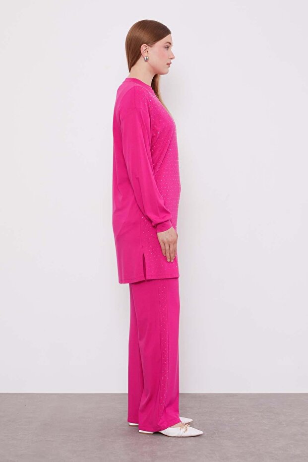 Fuchsia Stone Printed Double Set - 2