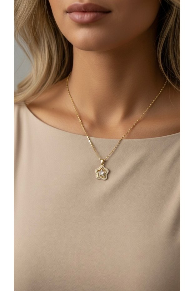 316L Steel Necklace Tarnish-Free Antiallergic with Star Figure (2 Years Importer Warranty)