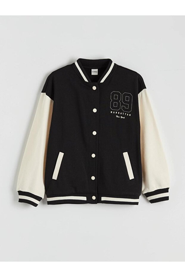 Giyçık Store Den Black Printed Girls' College Jacket