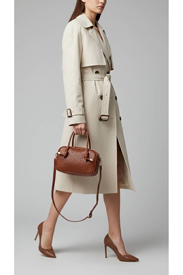 Knitted Patterned Knot Detailed Mini Hand, Arm and Shoulder Bag