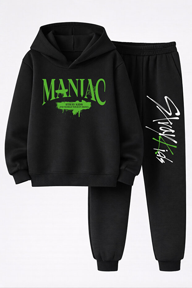Straykids Printed 3-Ply Quality Sweatshirt and Trackpants Children's Bottom-Upper Set