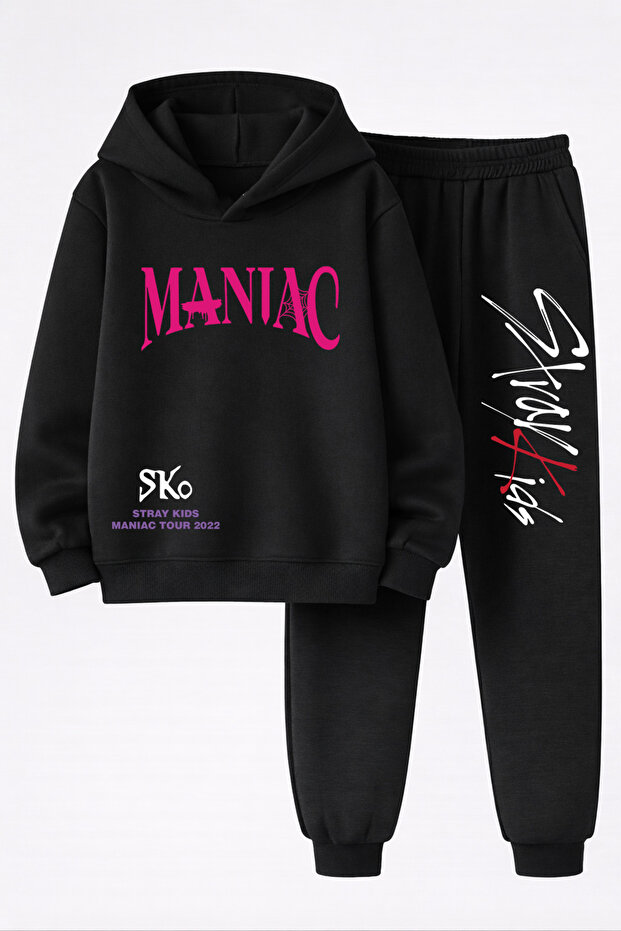 Straykids Printed 3-Ply Quality Sweatshirt and Trackpants Children's Bottom-Upper Set