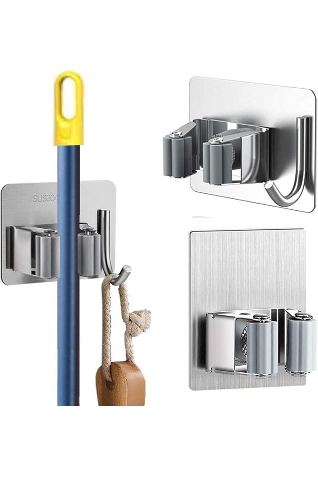 2 PCS Mop Broom Holder Wall Mount