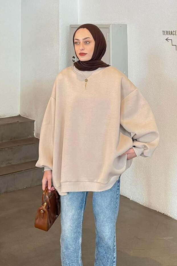 Oversize Sweatshirt Krem - 2