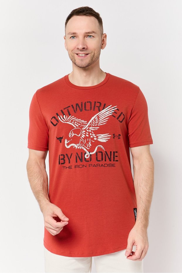 Men Loose Fit Short Sleeve Outdoor T-Shirt, Rust