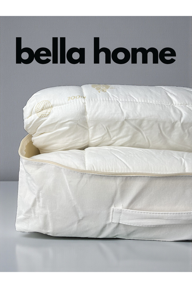 Single Wool Quilt - 155X215 cm - White with Original Linen Bag - 2