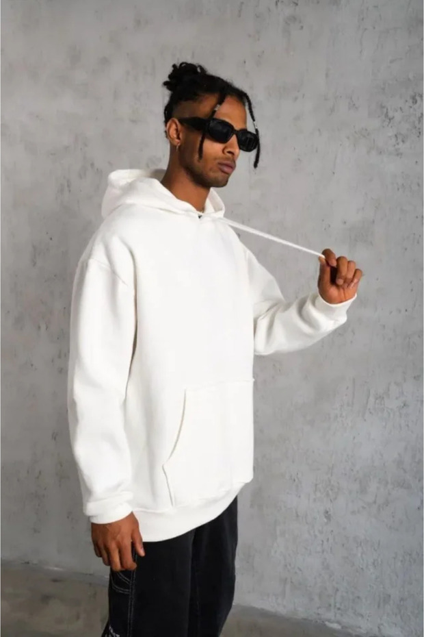 3 Thread Hooded Sweatshirt Hoodie - White