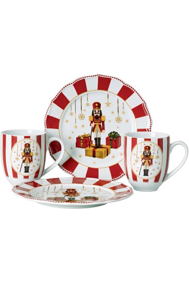 Christmas Love Red 4 Piece Mug & Saucer Set