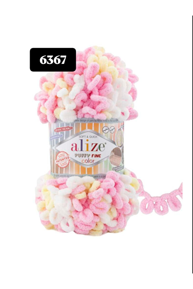 Puffy Fi̇ne Color Hand Knitting Yarn (1 Piece with Small Loop)