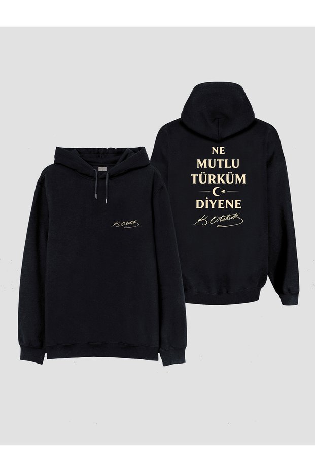 Mustafa Kemal Ataturk Printed Black Women Men Kids Hooded Sweatshirt Hoodie