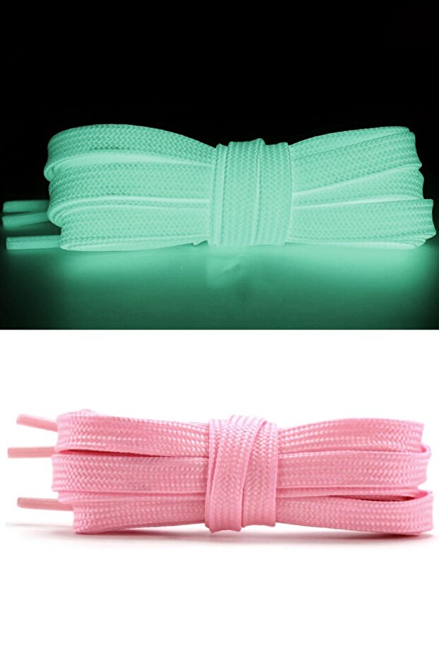 Phosphorescent Neon Pink 7 mm Thick 1 Pair of Flat Sports Shoe Laces
