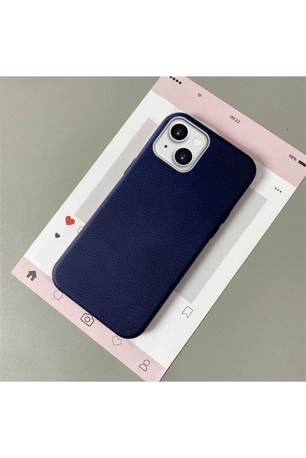 For iPhone 14 Plus/15 Plus Compatible Leather Texture Anti Fall Soft Silicone Phone Case