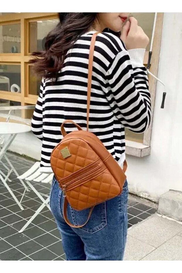 Backpack women pu leather shoulder small backpack multi-function ladies phone pouch