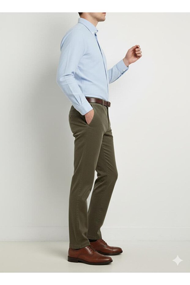 Men's L Stretch Fabric Velvet Pantalon with Fleece Inside - 3