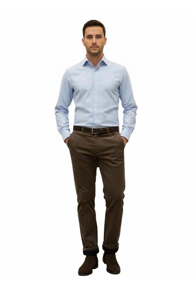 Men's L Stretch Fabric Velvet Pantalon with Fleece Inside - 1