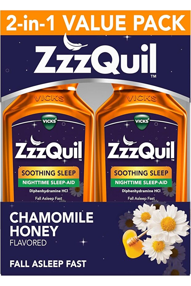 Liquid Sleep Aid, Soothing Sleep, Diphenhydramine 50mg HCl, Chamomile Honey Flavored, Nightt