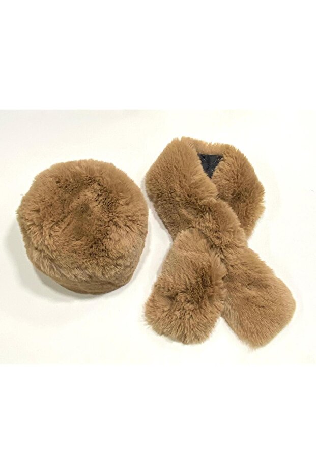 Plush Fur Hat Scarf Set / Set of 2