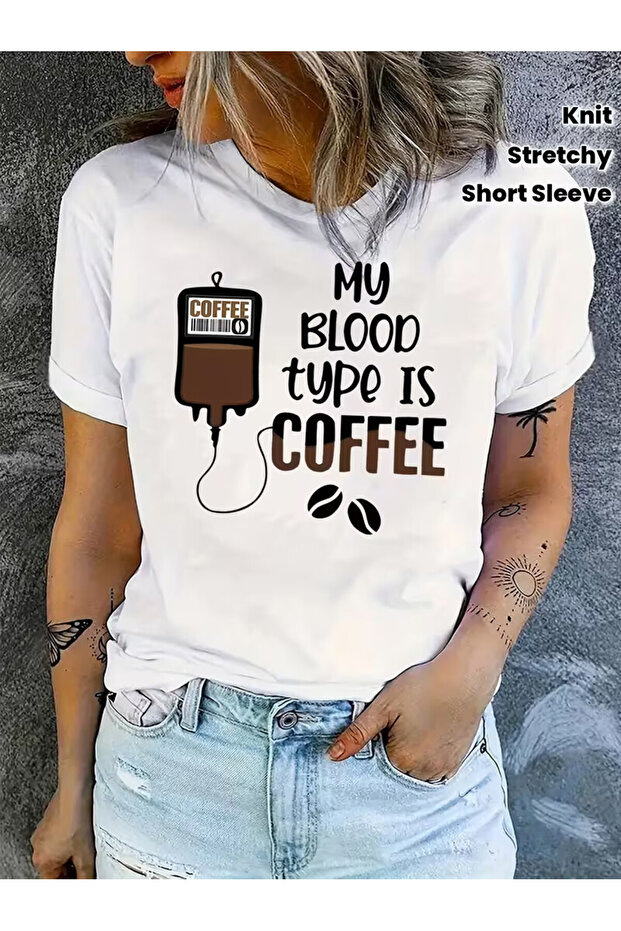 Coffee-Themed Printed T-Shirt Is Suitable for Everyday Wear for Coffee Lovers. Oversized T-Shirt