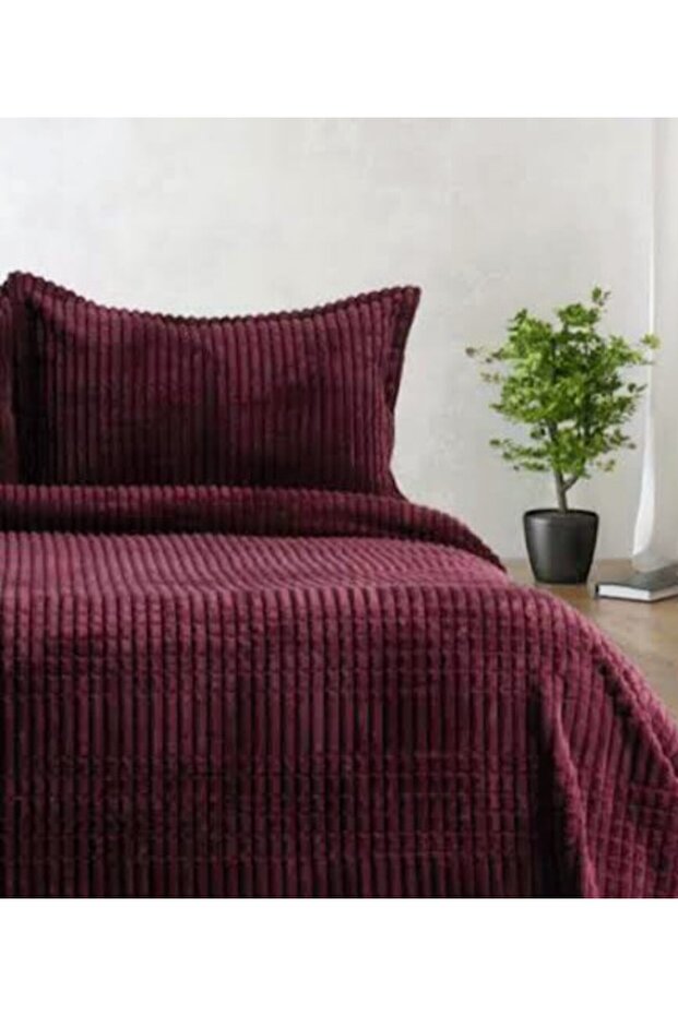 Merinos Modern Line 3 Piece Double Blanket Set Color: Bordo