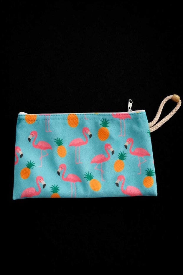 Women's Coin Purse 17X10 cm Flamingo Patterned Zippered Gift Mini Wallet