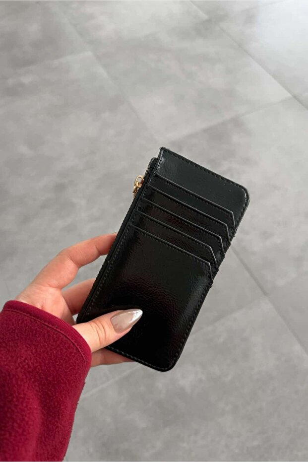 Faux Leather Wallet with Shiny Nomu Card Holder Detail