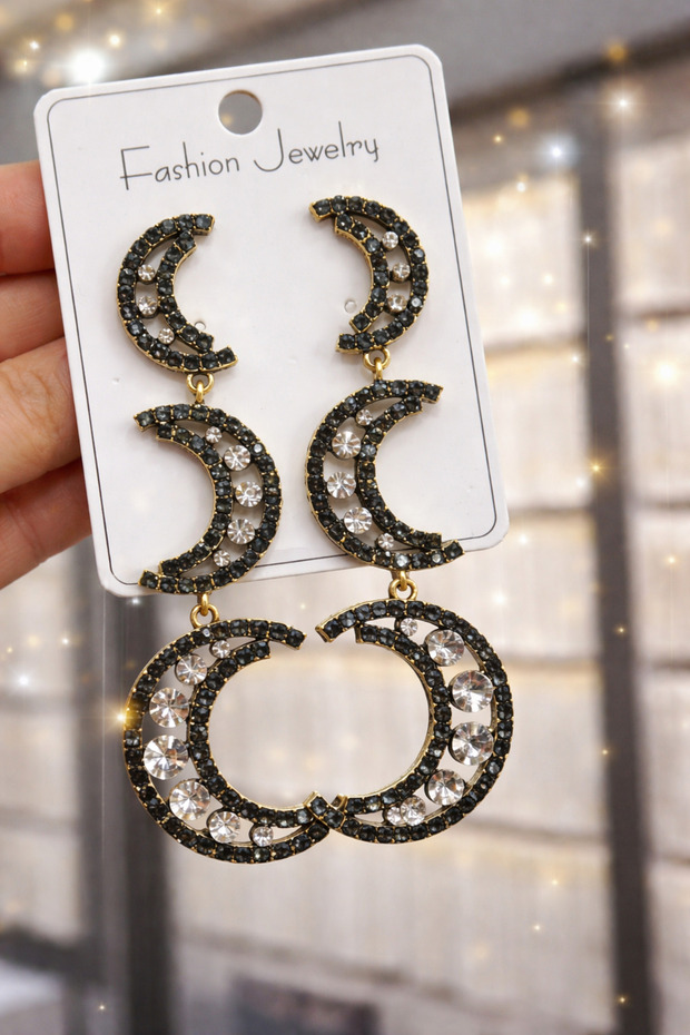 Ay formu taşlı küpe - 1