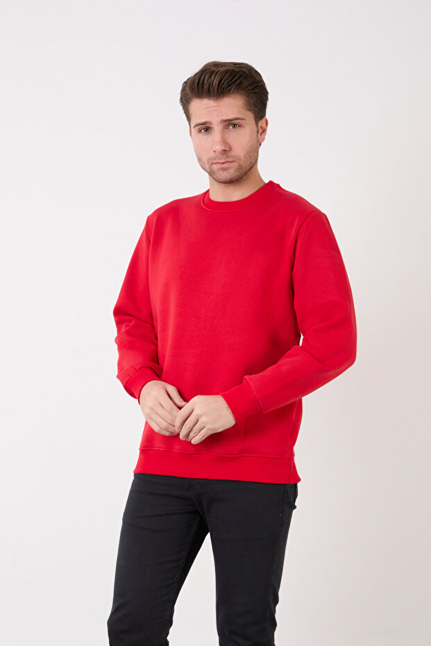 Erkek Bisiklet Yaka Basic Sweatshirt - 1