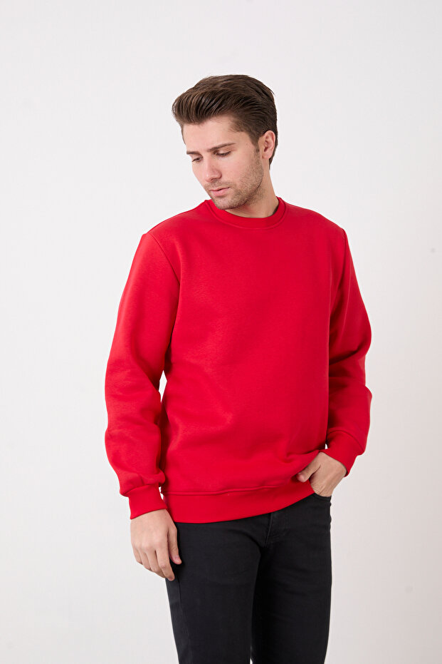 Erkek Bisiklet Yaka Basic Sweatshirt - 2