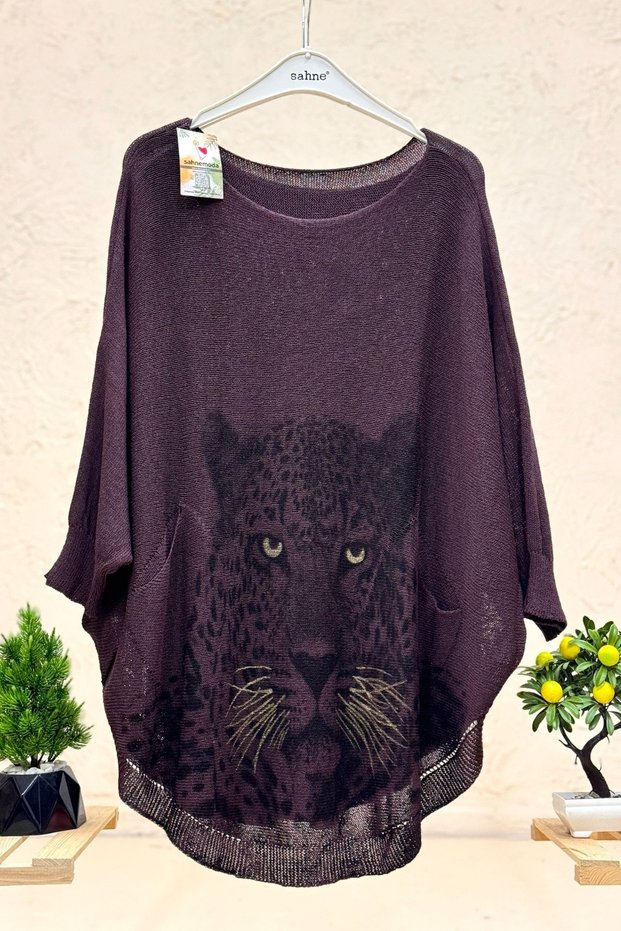 Tiger Print Bat Mercerized Blouse