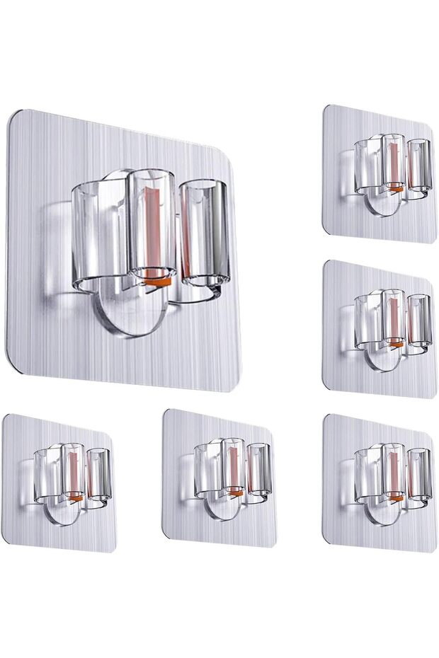 6 PCS Mop Broom Holder Wall Mount - Mop Holder Self Adhesive Broom Hanger for Home Garage Ga