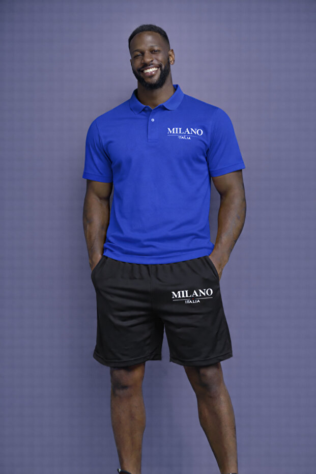 Men's Milano Printed Polo Neck Shorts Suit