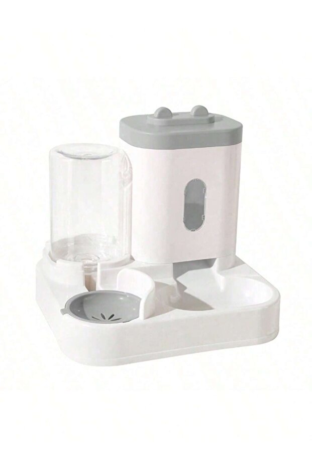 Gray 1-Pack Automatic Gravity-Fed Cat Water Dispenser & Feeder - Spill-Proof Large Capacity One-Piec