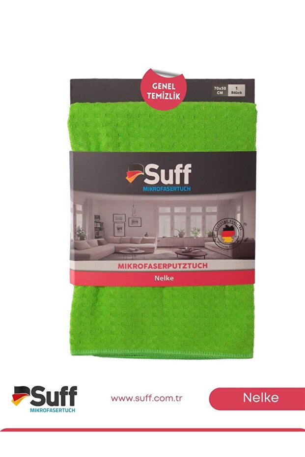 Nelke Microfiber Dusting Cloth Multi-Purpose Large Surface Cleaning Cloth Checkered 70X50 cm Green