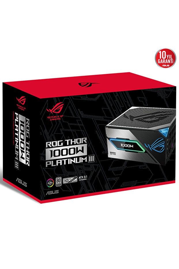 ROG-THOR-1000P3 1000W 80+ شاشة OLED مغناطيسية بلاتينية، مزود طاقة PCI-E 5.0