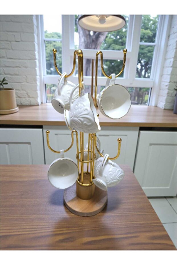 Gold Color Metal Cup Rack Countertop Coffee Cup Stand Cup Holder