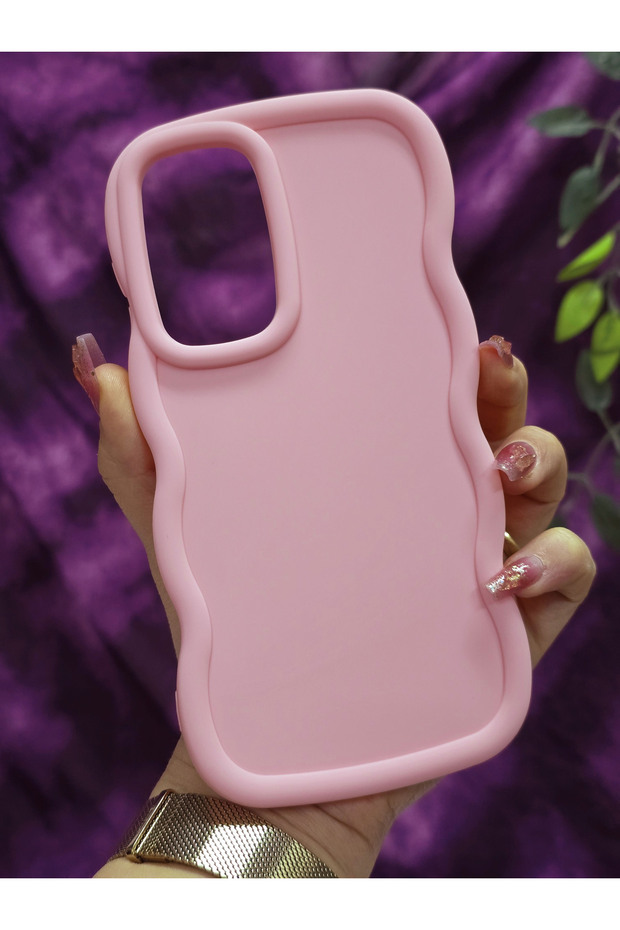 Samsung Galaxy A56 Compatible Soft Textured Wave Edge Powder Pink Case