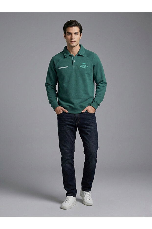 Men's 3 Ip Fleece-Lined Polo Neck Sweatshirt-50455