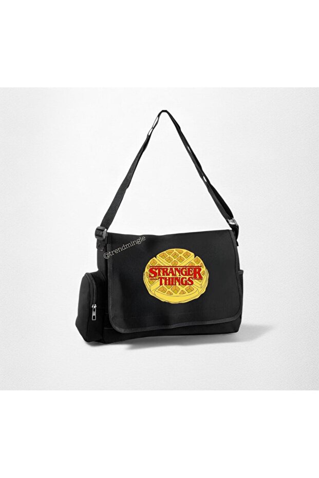 حقيبة Black Stranger Things Waffle Friends مطبوع للمدرسة والدروس والدراسة - Trendmingle