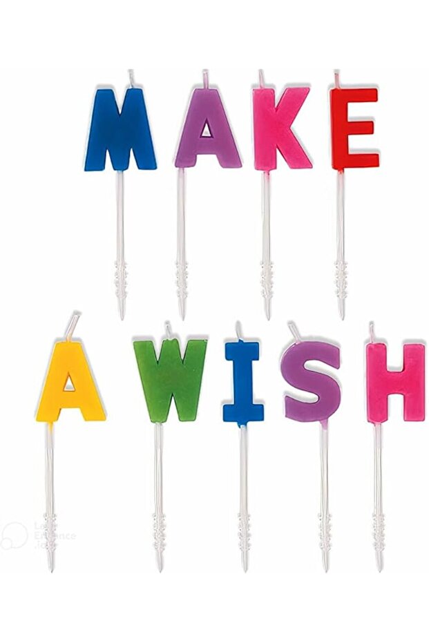 Rainbow Make A Wish Letter Pick Birthday Candles, Set Of 9, Multi