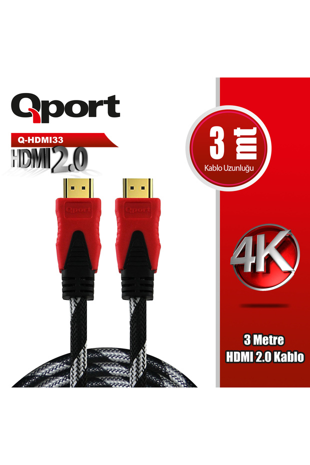 Qport q-hdmi33 hdmi cable 3mt ver 2.0 4k gold tip