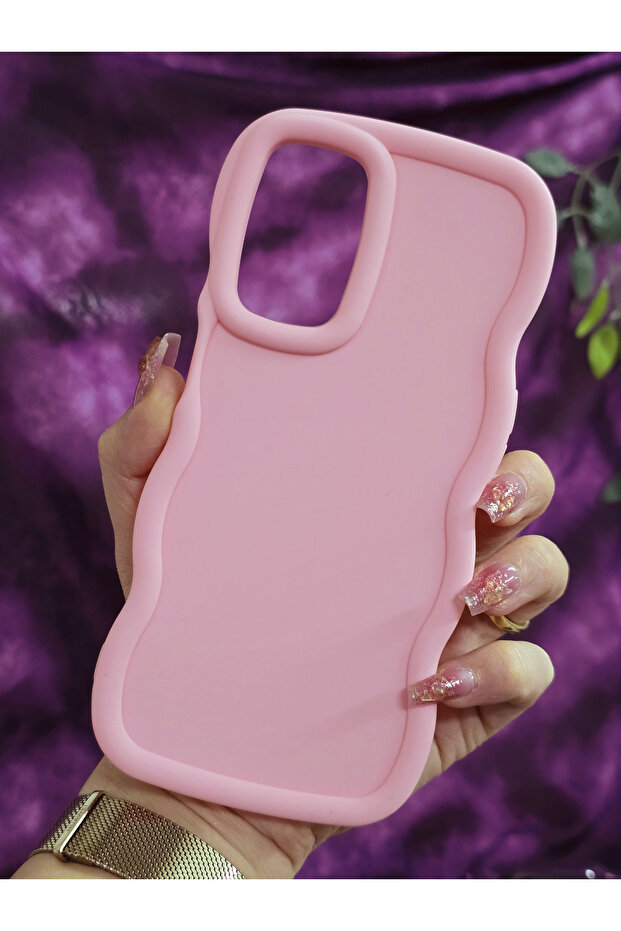 Oppo A16 / Oppo A55 Compatible Soft Textured Wave Edge Powder Pink Case
