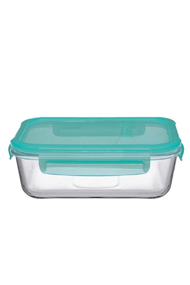 Pasabahce Lockie Lock Glass Food Container, 1030 Ml, Green Lid, Stackable
