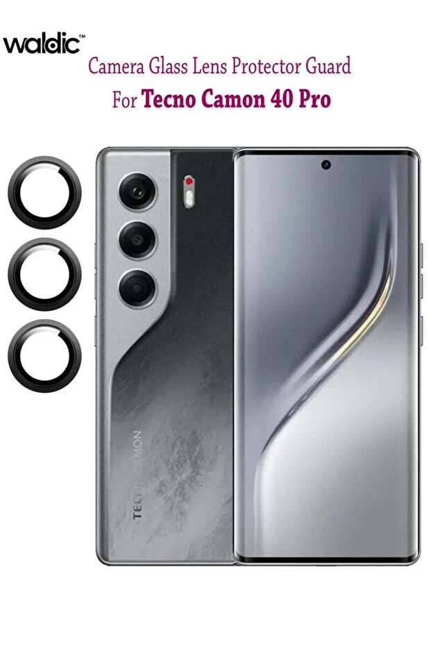 واقي شاشة وعدسة كاميرا هاتف تكنو كامون 40 برو - أسود - 1