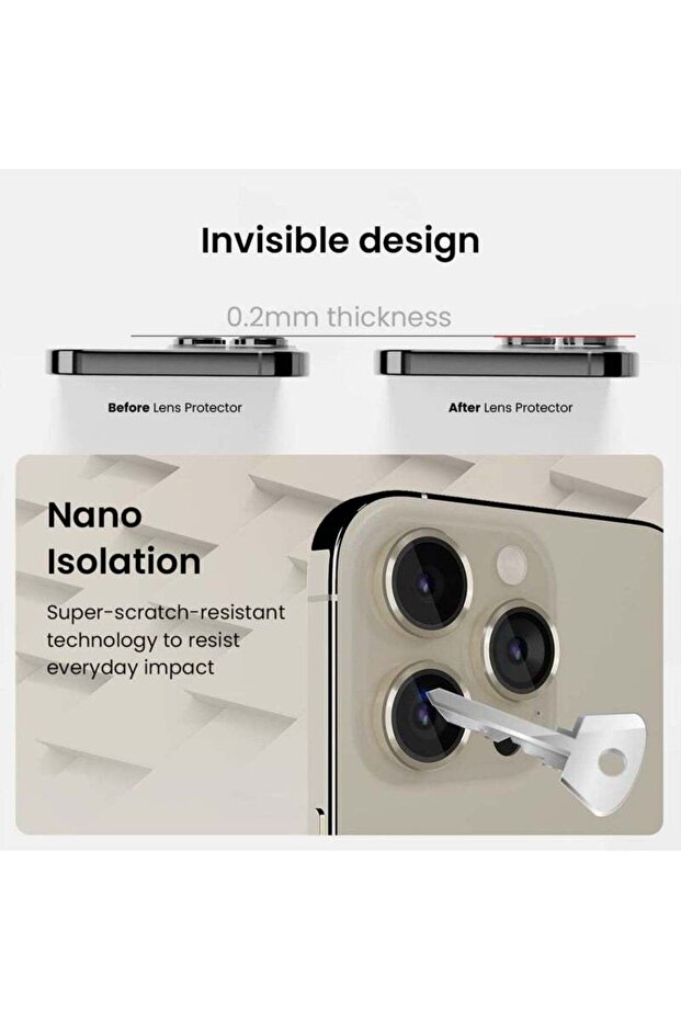 واقي شاشة وعدسة كاميرا هاتف آيفون 15 برو ماكس من آبل - ذهبي - 5